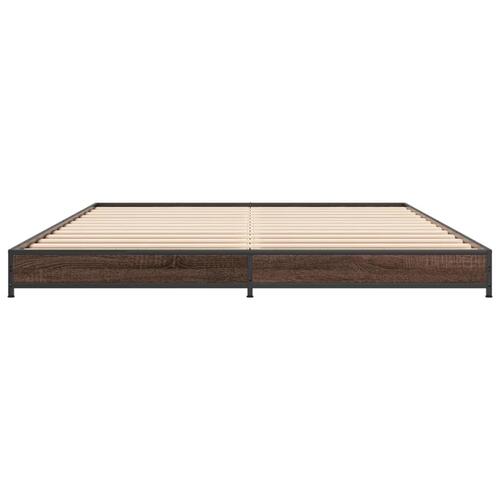 Sengestel 135x190 cm konstrueret træ og metal brun egetræsfarve