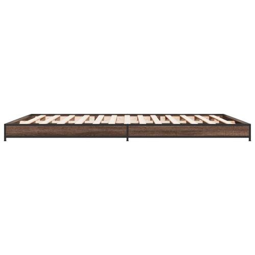 Sengestel 135x190 cm konstrueret træ og metal brun egetræsfarve