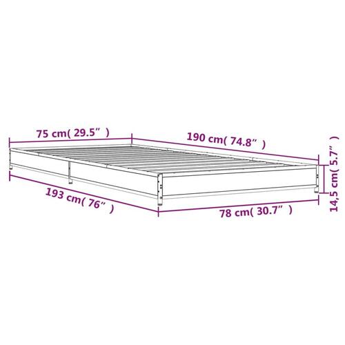 Sengeramme 75x190 cm konstrueret træ og metal sort