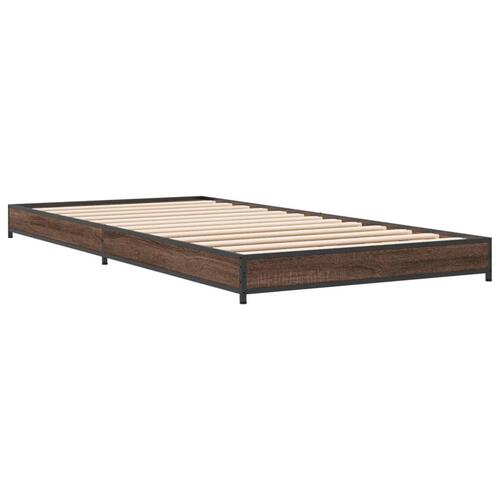 Sengeramme 75x190 cm konstrueret træ og metal brun egetræsfarve