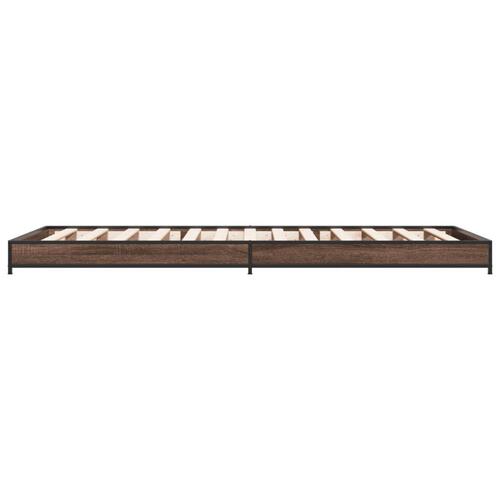 Sengeramme 75x190 cm konstrueret træ og metal brun egetræsfarve