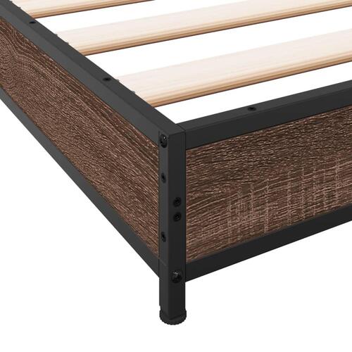 Sengeramme 75x190 cm konstrueret træ og metal brun egetræsfarve