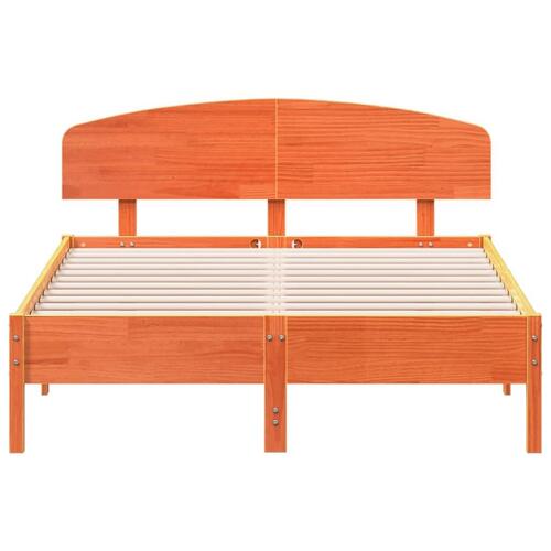 Sengeramme uden madras 135x190 cm massivt fyrretræ brun