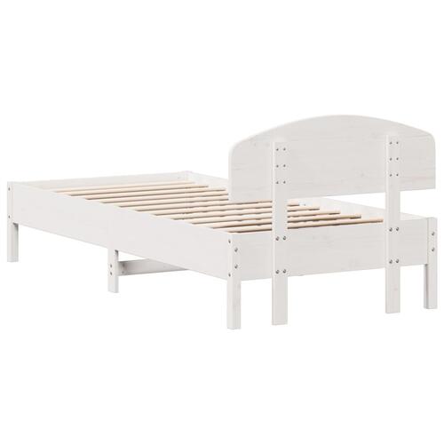 Sengeramme uden madras 100x200 cm massivt fyrretræ hvid
