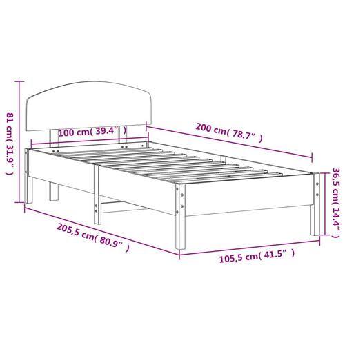 Sengeramme uden madras 100x200 cm massivt fyrretræ hvid