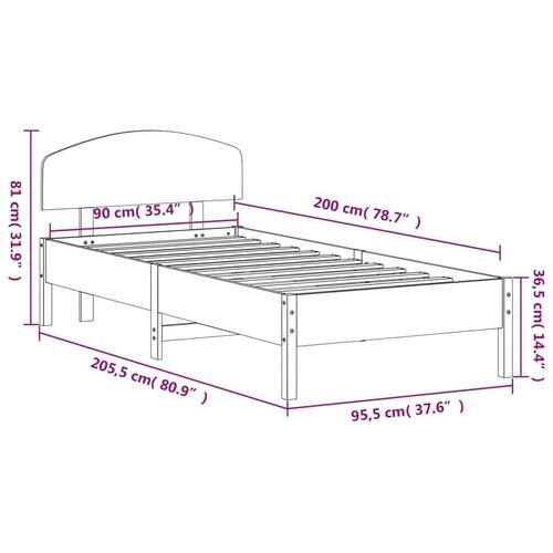 Sengeramme uden madras 90x200 cm massivt fyrretræ gyldenbrun