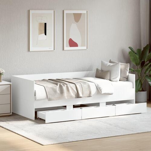 Daybed med skuffer 90x200 cm konstrueret træ hvid