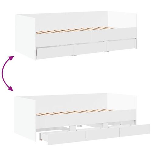 Daybed med skuffer 90x200 cm konstrueret træ hvid