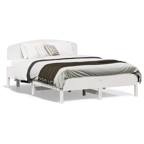 Sengeramme uden madras 135x190 cm massivt fyrretræ hvid