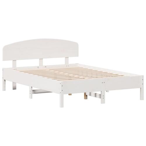 Sengeramme uden madras 135x190 cm massivt fyrretræ hvid
