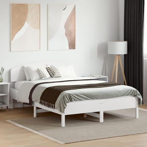 Sengeramme uden madras 135x190 cm massivt fyrretræ hvid
