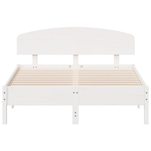 Sengeramme uden madras 135x190 cm massivt fyrretræ hvid