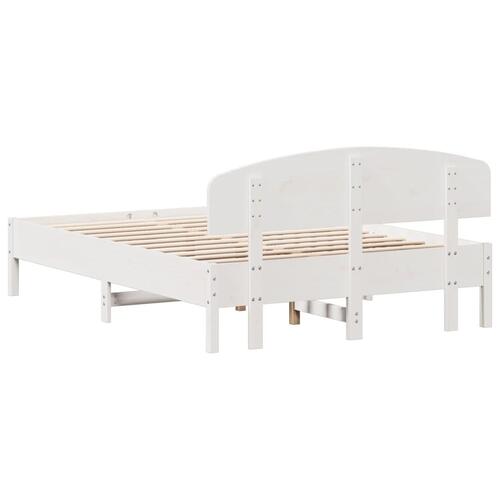 Sengeramme uden madras 135x190 cm massivt fyrretræ hvid