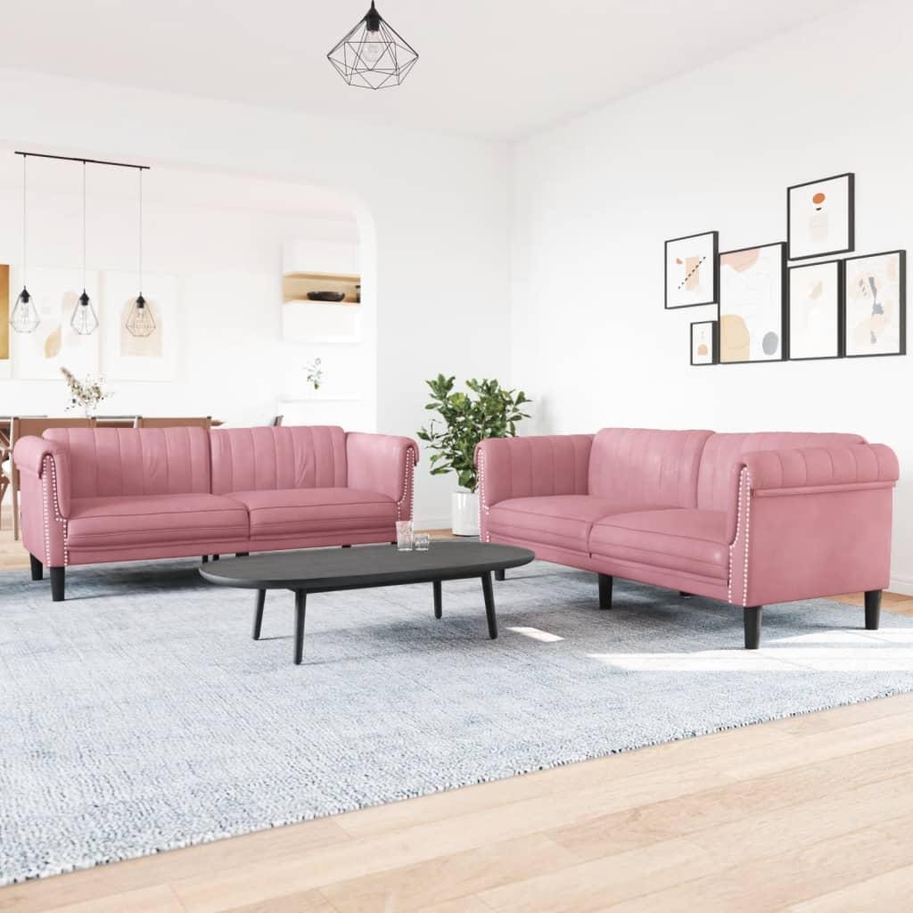 2 personers sofa velour lyserød