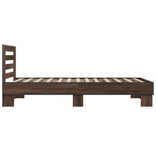Sengeramme 75x190 cm konstrueret træ og metal brun egetræsfarve