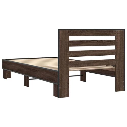 Sengeramme 75x190 cm konstrueret træ og metal brun egetræsfarve