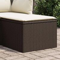Haveskammel med hynde 55x55x37 cm polyrattan brun