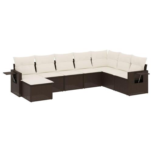 Sofasæt til haven 8 dele med hynder polyrattan brun