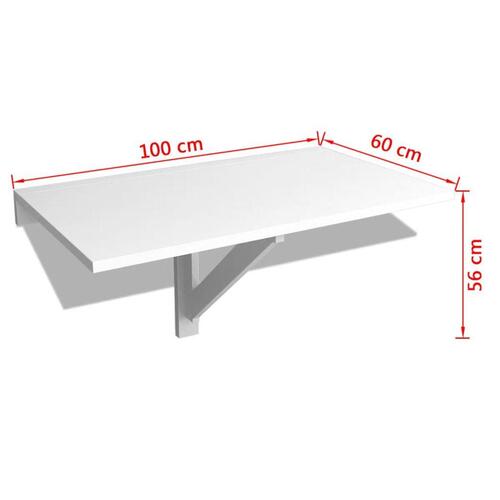 Foldbart vægbord 100x60 cm hvid