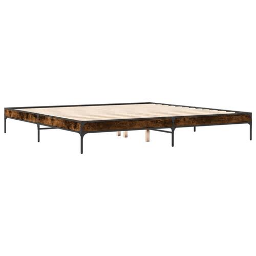 Sengestel 180x200cm konstrueret træ og metal røget egetræsfarve