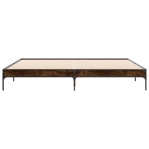 Sengestel 180x200cm konstrueret træ og metal røget egetræsfarve