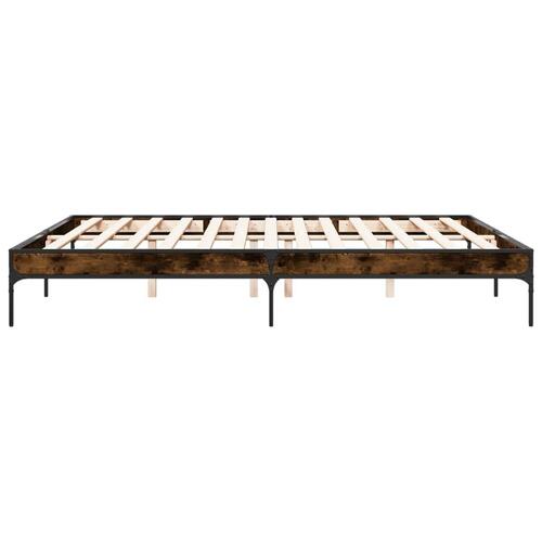 Sengestel 180x200cm konstrueret træ og metal røget egetræsfarve