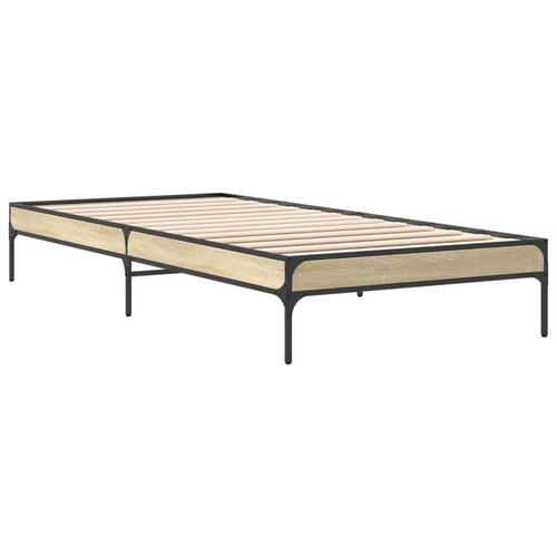 Sengeramme 75x190 cm konstrueret træ og metal sonoma-eg