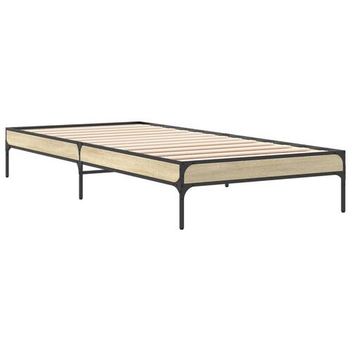 Sengeramme 75x190 cm konstrueret træ og metal sonoma-eg