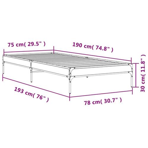 Sengeramme 75x190 cm konstrueret træ og metal sonoma-eg