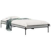 Sengeramme 90x200 cm konstrueret træ og metal grå sonoma-eg