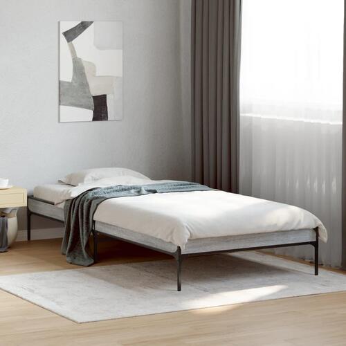 Sengeramme 90x200 cm konstrueret træ og metal grå sonoma-eg