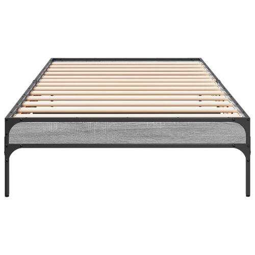 Sengeramme 90x200 cm konstrueret træ og metal grå sonoma-eg