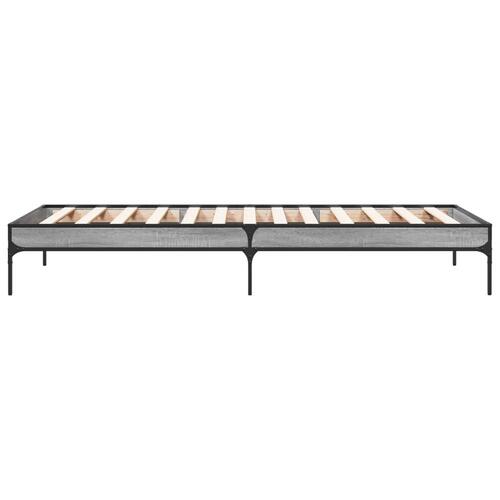 Sengeramme 90x200 cm konstrueret træ og metal grå sonoma-eg