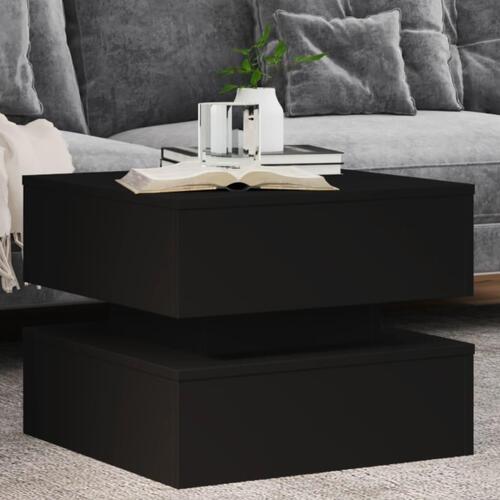 Sofabord med LED-lys 50x50x40 cm sort