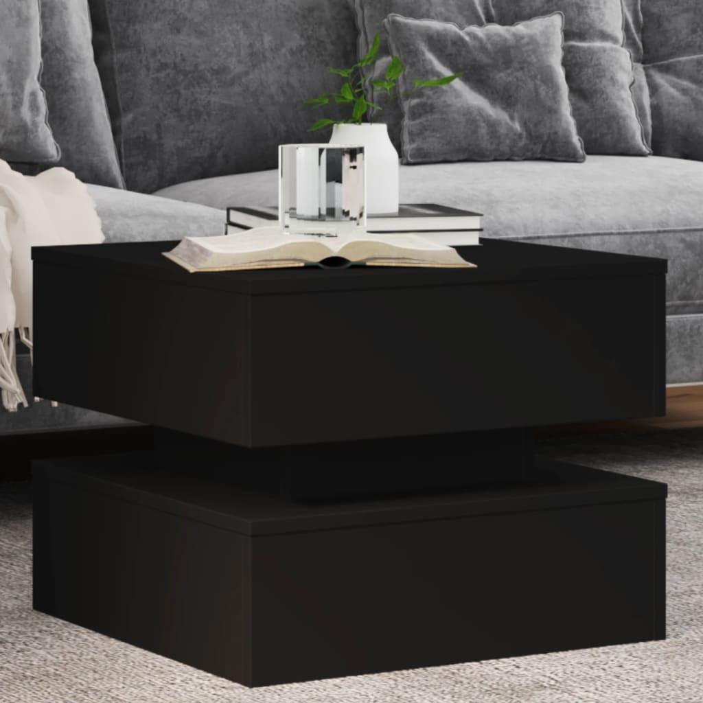 Sofabord med LED-lys 50x50x40 cm sort