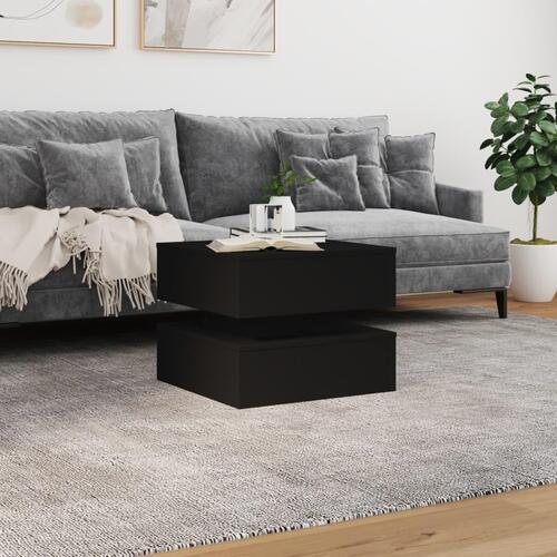 Sofabord med LED-lys 50x50x40 cm sort