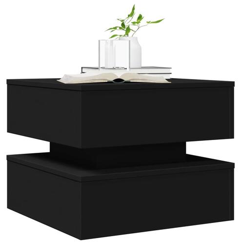 Sofabord med LED-lys 50x50x40 cm sort
