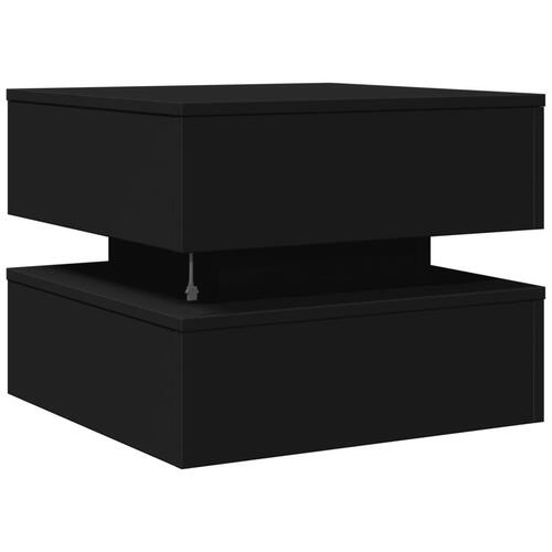 Sofabord med LED-lys 50x50x40 cm sort