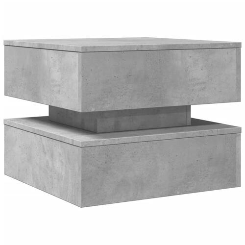 Sofabord med LED-lys 50x50x40 cm betongrå