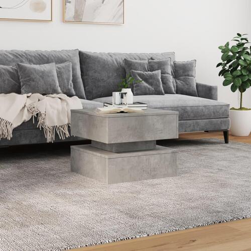 Sofabord med LED-lys 50x50x40 cm betongrå