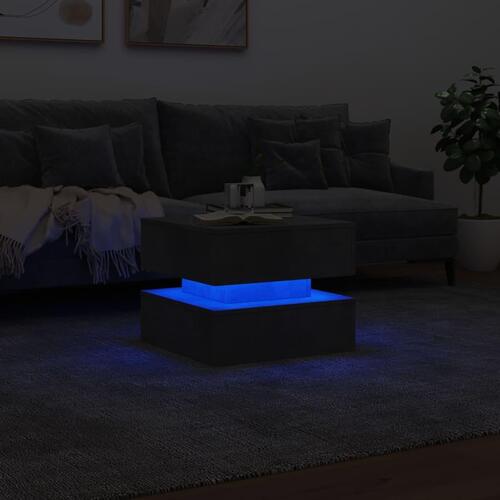 Sofabord med LED-lys 50x50x40 cm betongrå