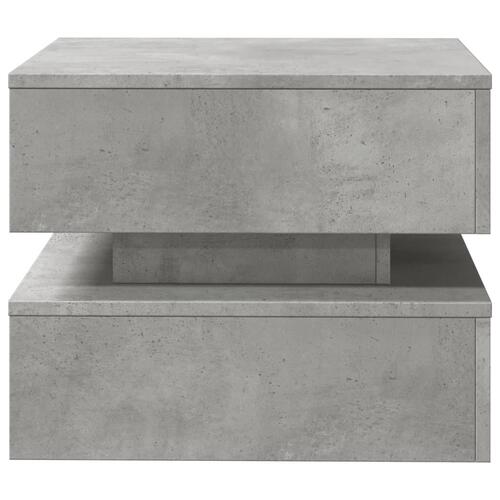 Sofabord med LED-lys 50x50x40 cm betongrå