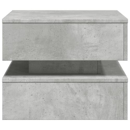 Sofabord med LED-lys 50x50x40 cm betongrå