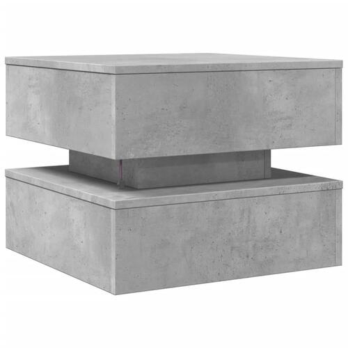 Sofabord med LED-lys 50x50x40 cm betongrå