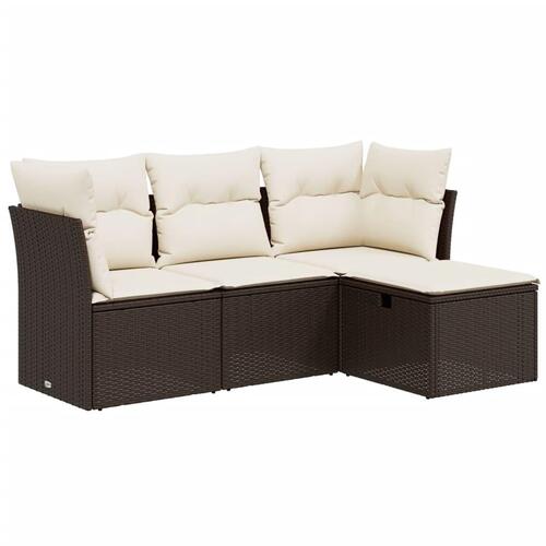 Sofasæt til haven 4 dele med hynder polyrattan brun