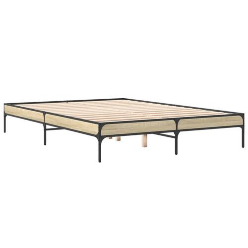 Sengestel 140x200 cm konstrueret træ og metal sonoma-eg