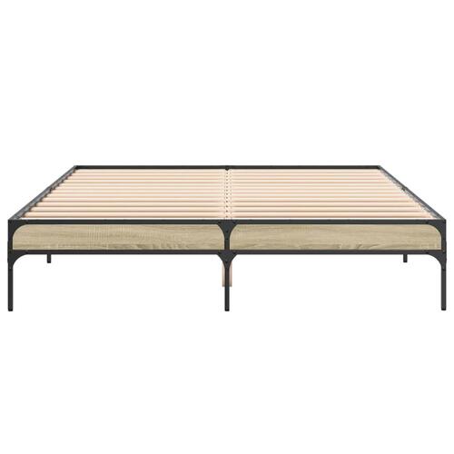 Sengestel 140x200 cm konstrueret træ og metal sonoma-eg