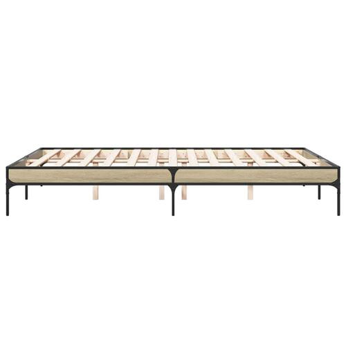 Sengestel 140x200 cm konstrueret træ og metal sonoma-eg