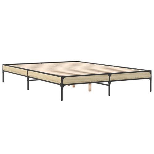 Sengestel 140x200 cm konstrueret træ og metal sonoma-eg