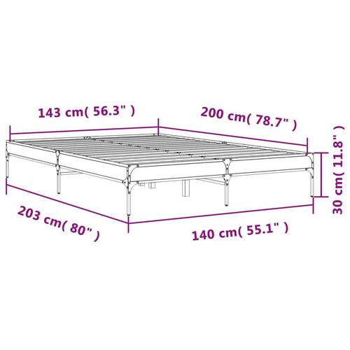 Sengestel 140x200 cm konstrueret træ og metal sonoma-eg
